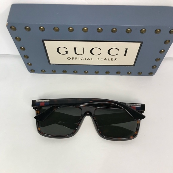 💯 - New Authentic GUCCI GG0748S 003 Tortoise Green Sunglasses - Picture 9 of 13